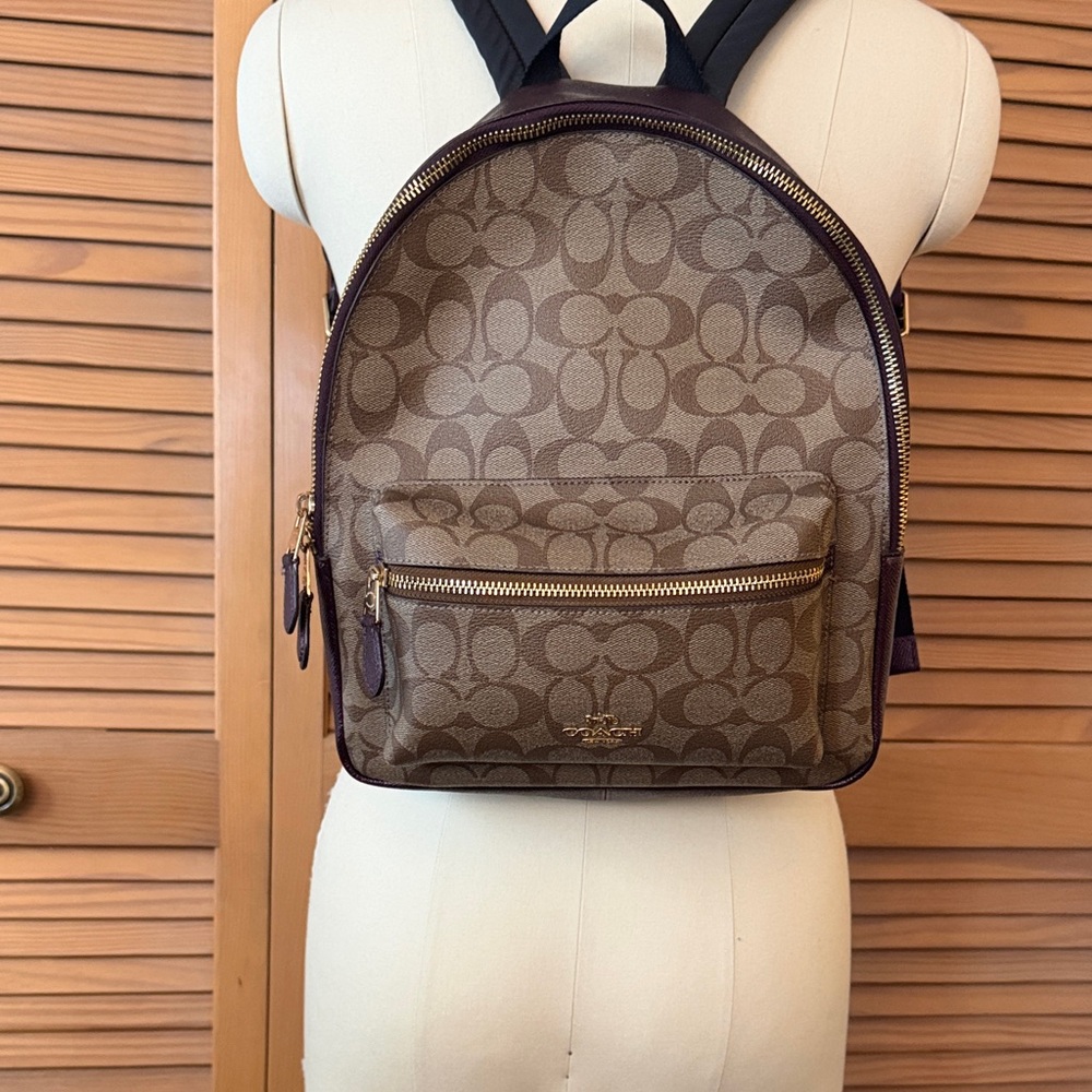 Coach Brown and Tan Signature Backpack